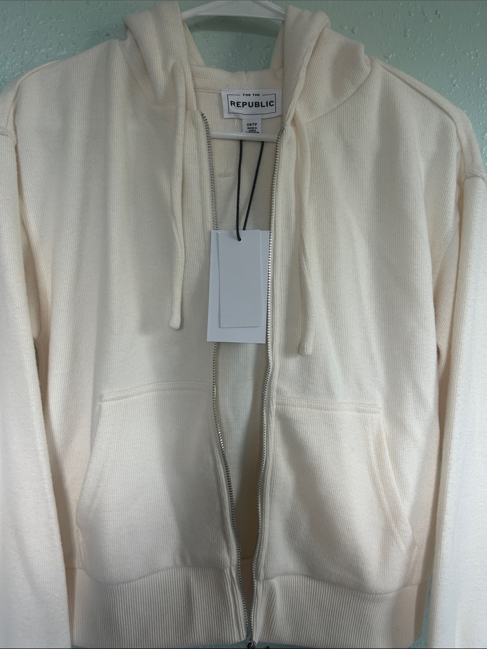 For The Republic Off-White Hoodie Zip Jacket